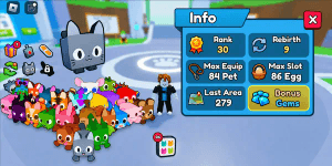 Account Rank 30 / Fresh Data | Pet Simulator 99