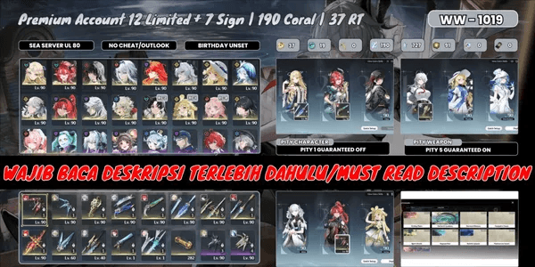 [SEA]12 Limit 7 Sign. Zani S1+ Phoebe+ SK+ Carte S1+ Cia S1+ Chisa+ Yinlin S1 + Galbrena S1+ Augusta S1+ Aemeath S1- WW1019 [READ DESK]
