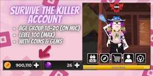 Account Survive The Killer | Level 100 | 900k Coins