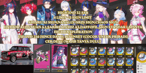 [SEA] HIGH END 32 SSR 4 LIMIT+3 SIGN SHINKU A1 SIGN, NANALLY+SKIN SIGN, CHAOS SIGN HATHOR A1, JIUYUAN A2, SAKIRI A1, CHIZ A3, DAFFOFIL, UID OLD, BD UNSET