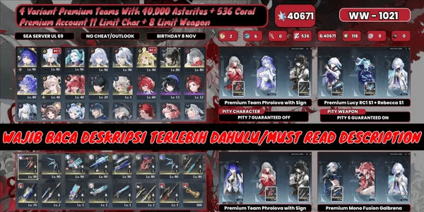 [SEA] 40k Asterite + 10 Limit 5 Sign. Lucy RC1 Sign+ Rebecca Sign+ Mornye+ Phrolova Sign+ Cantarella + Qiuyuan Sign + Lynae Sign - WW1021 [READ DESK]
