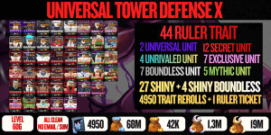 Account 44 Ruler + 27 Shiny (MAXED - Merciless God, Joyful Captain, 4 Unrivaled, 7 Boundless, 19 Secret, 7 Exclusive, 5 Mythic) - UTDX