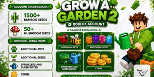 Grow A Garden 2 | Compte Premium Débutant | 1500+ Graines de Bambou | Objets Bonus