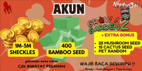 Grow a Garden 2 Account | 1M-5M Sheckles | 400 bamboo seeds + Extra Bonus