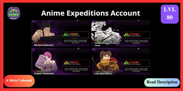 Gambar Product Account Meta Unbound Units | Anime Expeditions