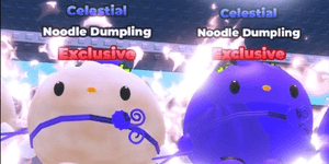 pour Squishy Dumplings > Noodle Dumpling exclusif avec Mutation Céleste (499 Robux dans la boutique) Be a Lucky Block pour Squishy Dumpling