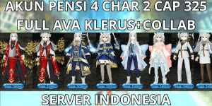 RETIRED ACCOUNT 4 CHARACTERS 2 CAP MAX LVL 325 INDONESIA SERVER, FULL AVA SET KLERUS+FULL RESET READY TO USE, VIA MQ, ANTI HACKBACK, SUPER CHEAP