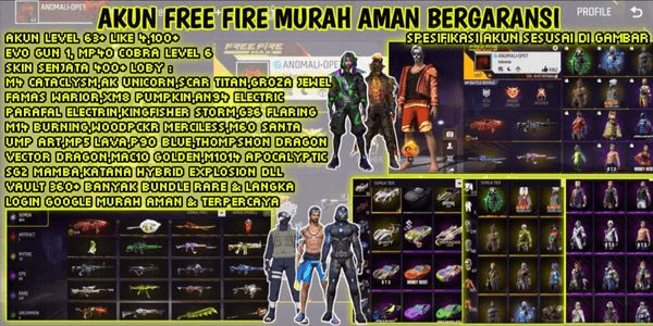 Gambar Product FREE FIRE ACCOUNT WITH SG LOBBY SKIN | HAS EVO GUN | CHEAP | SAFE | TRUSTED | WARRANTY