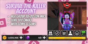 Account Survive The Killer | Level 100 | 1,030,000 Coins