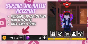 Account Survive The Killer | Level 100 | 171k Coins