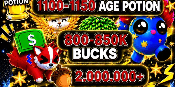 account Adopt Me with event, age potion and bucks