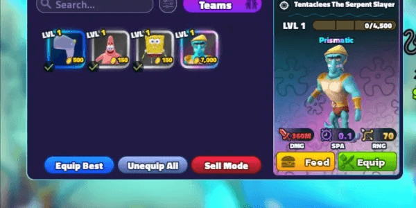 Starter Account SpongeBob Tower Defense [Tentaclees The Serpent Slayer]