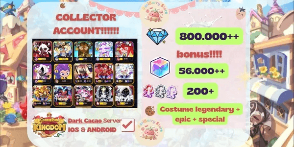 PREMIUM ACCOUNT CookieRun: Kingdom [ DARK ENCHATREES + TIME KEEPER + FULL BEAST + FULL LEGENDARY + META COOKIE ] + CRYSTAL + CUBE