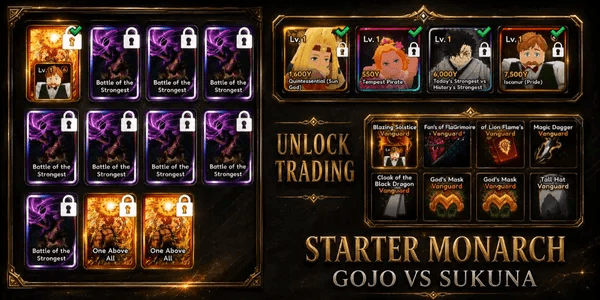 Starter Monarch Gojo Vs Sukuna / Today's Strongest Vs History's Strongest + Anime Vanguards Units Escanor ll Unlock Trading
