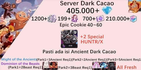 Cookie Run Kingdom starter account(Dack Cacao Server)DC9