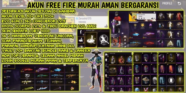 Gambar Product FREE FIRE ACCOUNT WITH SG LOBBY SKIN | HAS EVO GUN | CHEAP | SAFE | TRUSTED | WARRANTY