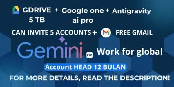 Google Drive + Gemini pro + antigravity + Google One AI Pro Private subscription 12 Months
