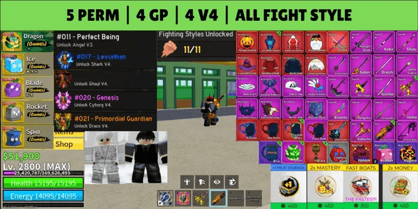 Blox Fruits Account - Perm Fruits & Gamepasses - 17