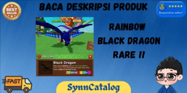 Gambar Product (SUPER LIMITED ITEM) RAINBOW BLACK DRAGON | GROW A GARDEN 2
