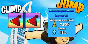 CLIMB AND JUMP TOWER - 7.5% MULTIPLIER & 15% SPEED - RAINBOW EYE OF HORUS