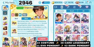 2946 - GETRICH ACCOUNT GG OP. CARD PENDANT FULL. LEGENDARY LUCIAN COSTUME. EVO AKIRA COSTUME. EVO SIRIUS COSTUME. EVO YUMI COSTUME