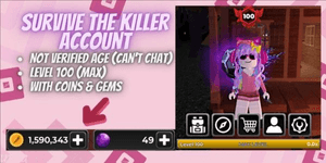 Account Survive The Killer | Level 100 | 1.59m Coins