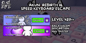 REBIRTH ACCOUNT 16, LEVEL 420+, WORLD 3 UNLOCKED | +1 SPEED KEYBOARD ESCAPE
