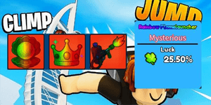 CLIMB AND JUMP TOWER - 25.50% LUCK - RAINBOW FLAMELAUNCHER/OCEAN TIDE PEARL/GOLDEN CROWN CHARM