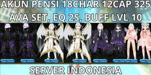 RETIRING ACCOUNT 2 BS MAX PROFF 325, 18 CHAR 12 CAP MAX LVL 325 INDONESIA SERVER AVA SET+FULL EQ 2S, BUFF LVL 10, READY TO USE, VIA MQ, ANTI HACKBACK, CHEAP