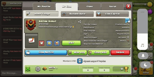 #7 แคลนเลเวล 17 ชนะ = 100, แพ้ = 86, เสมอ = 2, ชื่อเล่น : Batak Riau2, วอร์ลีก : CRYSTAL 3