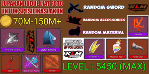 King Legacy Max Account - Bloodmoon Twins - Saber - Ancient Sword - Water Kimono - Ethereal - Random Sword/accessories/material