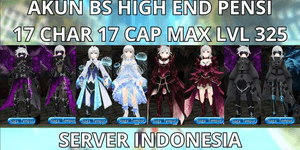 HIGH END ACCOUNT 4 BS MAX PROFF 325, 17 CHARACTERS 17 CAP MAX LEVEL 325 INDONESIA SERVER, FULL AVA SET+STORAGE, READY TO USE, VIA MQ, ANTI HACKBACK, SUPER CHEAP