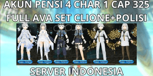 RETIRED ACCOUNT 4 CHAR 1 CAP MAX LVL 325 INDONESIA SERVER, FULL AVA SET CLIONE+POLISI, READY TO USE, VIA MQ, ANTI HACKBACK, SUPER CHEAP