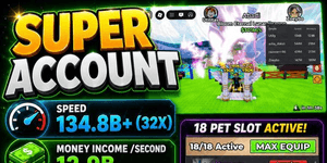 [SUPER ACCOUNT] 134.9B+ (32X) Speed - 12.9B Money/Second (900T Money) | Steal an Egg | 18 Active Pets (Endgame)