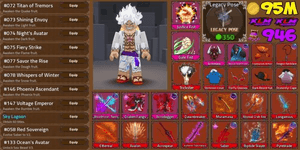 King Legacy Max Account - Draken Fangs - Acrodagger - Acromask - Pyreblade - Dawnbreaker - Riptide Slayer - Abyssal Crab Axe - Abyssal Tyrant Armor