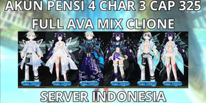 AKUN PENSI 4 CHAR 3 CAP MAX LVL 325 SERVER INDONESIA, FULL AVA MIX CLIONE+ABYSAL, 16 ADV, SIAP PAKAI FULL RESET, VIA MQ, ANTI HACKBACK, SUPER MURMER