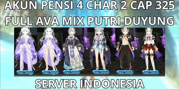 Gambar Product RETIRED ACCOUNT 4 CHARACTERS 2 MAX CAP LEVEL 325 INDONESIA SERVER, FULL AVA MIX MERMAID, 10 ADV, READY TO USE FULL RESET, VIA MQ, ANTI HACKBACK, SUPER CHEAP