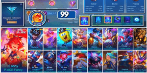 #4052 | 99 Skins | Fanny P.ACE | Highest Rank 252 Stars | Full SABER Set | Claude Earths