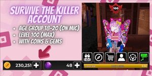 Account Survive The Killer | Level 100 | 230k Coins