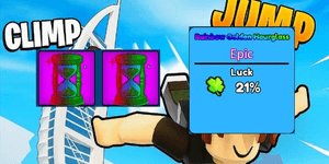 CLIMB AND JUMP TOWER - 21% SUERTE - RELOJ DE ARENA ARCOÍRIS DORADO
