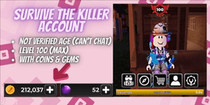 Cuenta Survive The Killer | Nivel 100 | 212k Monedas