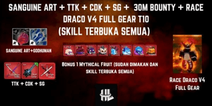Account Blox Fruit 30M Kopfgeld + Sanguine Art + TTK + CDK + SG + Rasse Draco V4 Vollausrüstung T10