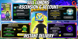 حساب Sell Lemons Ascension 6 + حيوان أليف Void Mass + تطوير 1-9 + مفتاح UFO | تسليم فوري