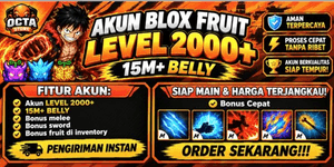 บัญชีเลเวล 2000+ 15M+ BELLY + โบนัสผลไม้ในคลัง