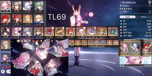 ASIA TL69-70 | C6 Evanescia + Signature, Main Account Etalion Premium Team + 3 Teams Completed Himeko Nova + Signature, Gilgamesh + Signature etc