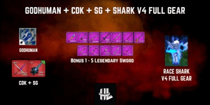 Akun Blox Fruit Godhuman + CDK + SG + Race Shark V4 Full Gear