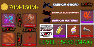 บัญชี King Legacy แม็กซ์ - Bloodmoon Twins - Saber - Abyssal Crab Axe - Ethereal - hell sword - ดาบ/แอคเซสซอรี่/วัสดุสุ่ม