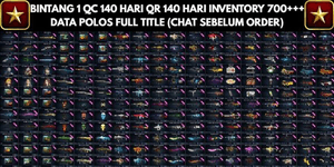 1 STAR INVENTORY 700+++ QC 140 DAYS QR 140 DAYS CLEAN DATA (CHAT FIRST BEFORE ORDERING, PRODUCT CODE TK1)