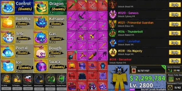 حساب Blox Fruits بمواصفات PVP