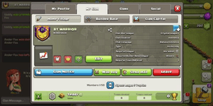 #13 Clan livello 21 Vittorie = 282, Sconfitte = 307, Pareggi = 0, Nick: BT WARRIOR, War League: Crystal 1